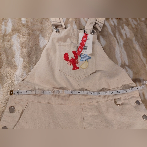 Cider Cream Overalls with Red and Blue Patches - Picture 5 of 5